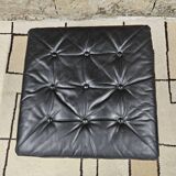 Black leather ottoman 1970 vintage