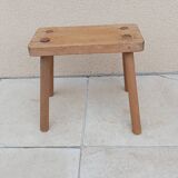 Vintage old wooden farmhouse stool treated brutalist