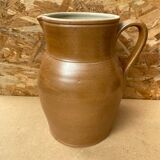 Ancien pichet 5 litres grès marron beige intérieur blanc vintage