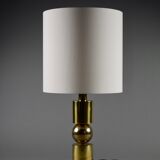 Italian Late 1960s Brass Table Lamp with Ivory Colored Shade