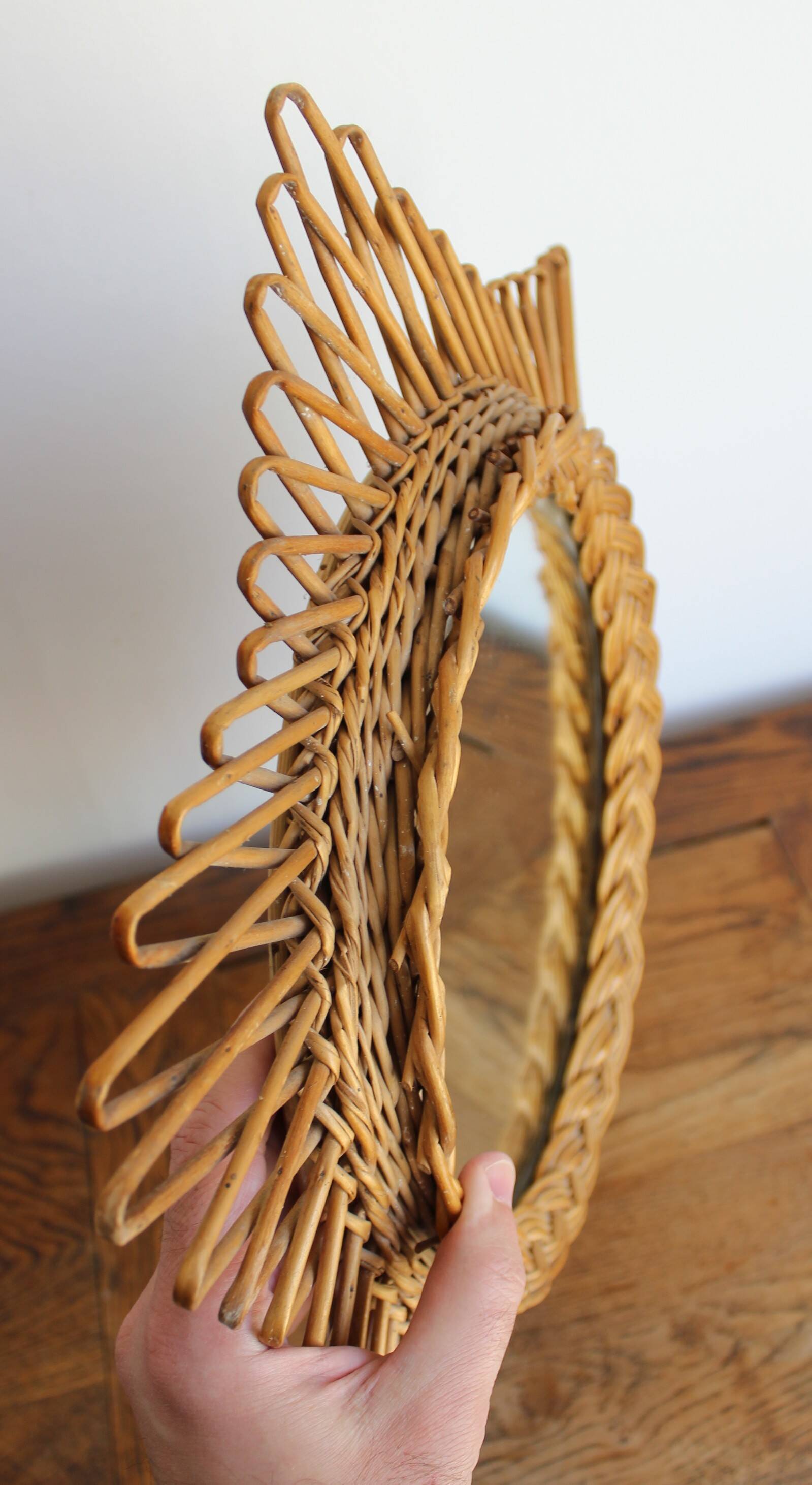 Old rattan star witch mirror vintage design 50s 60s