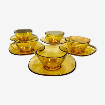 Vintage Amber Glass Tea/Coffee Set