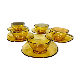 Vintage Amber Glass Tea/Coffee Set