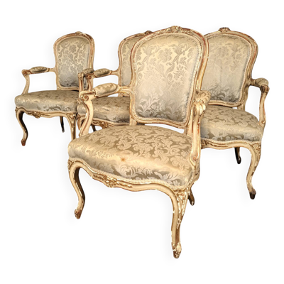 4 fauteuils époque Louis XV