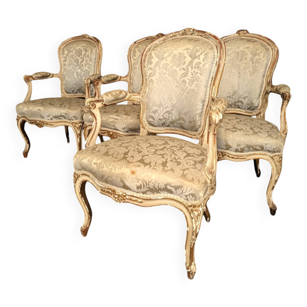 4 fauteuils époque Louis XV