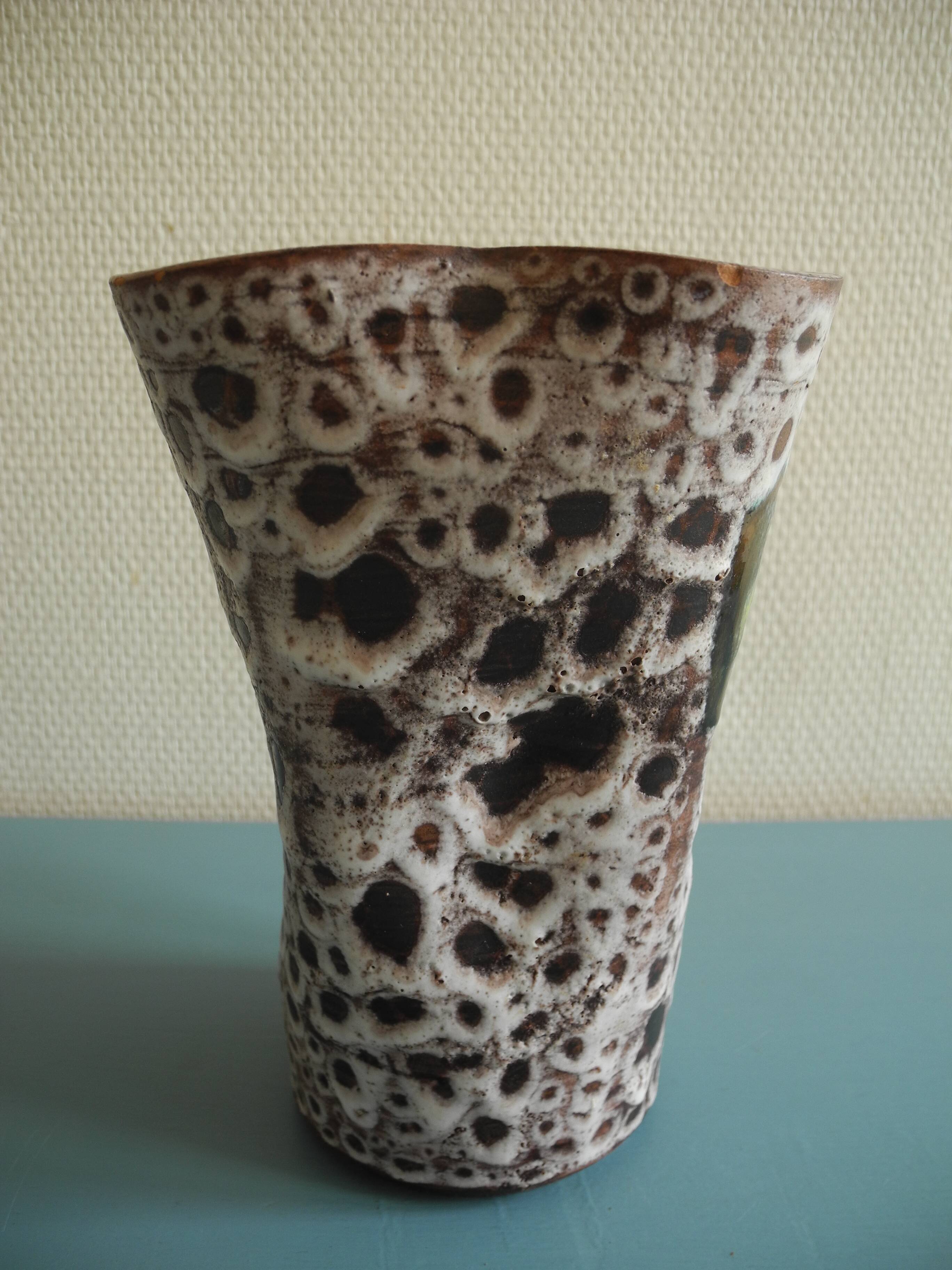 ceramic vase Vallauris fat lava vintage deco glazed ceramic vase 50s