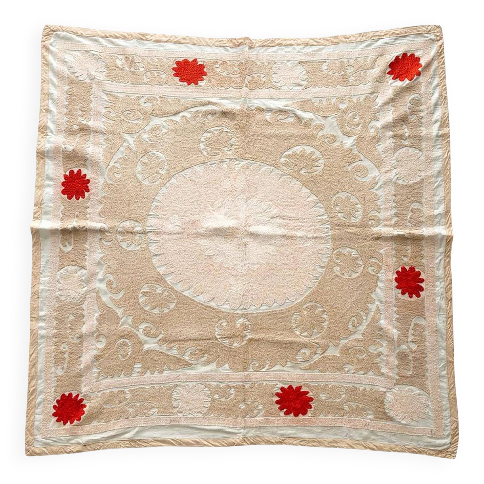Vintage hand-embroidered tablecloth 143x146 cm