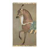 Painted canvas depicting a side view of an Indian horse. Contemporary work.