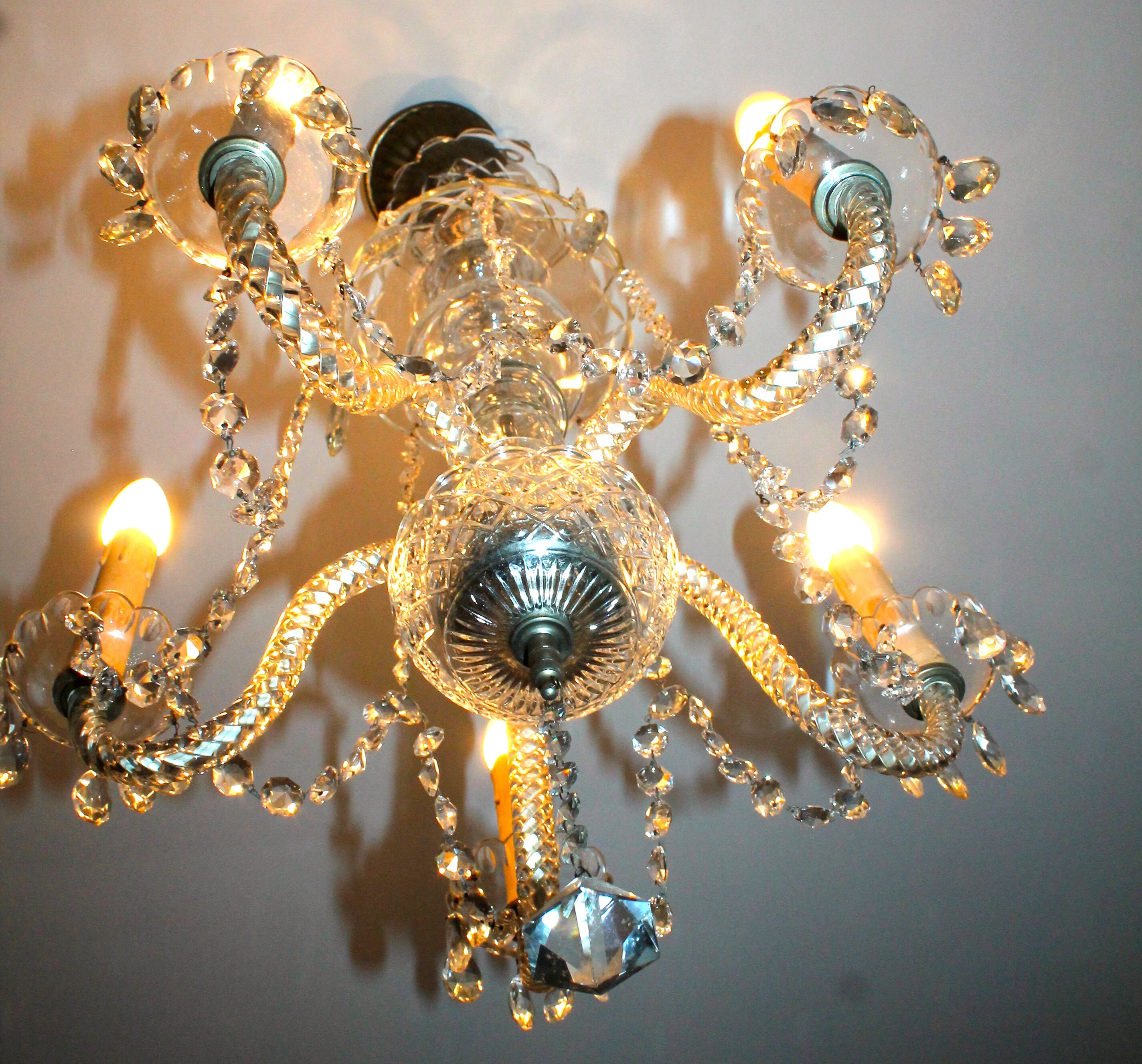 5 lights crystal pendant chandelier from Czechoslovakia