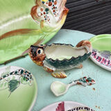 Vintage Vallauris ceramic dinnerware set. Fish design. 1960s