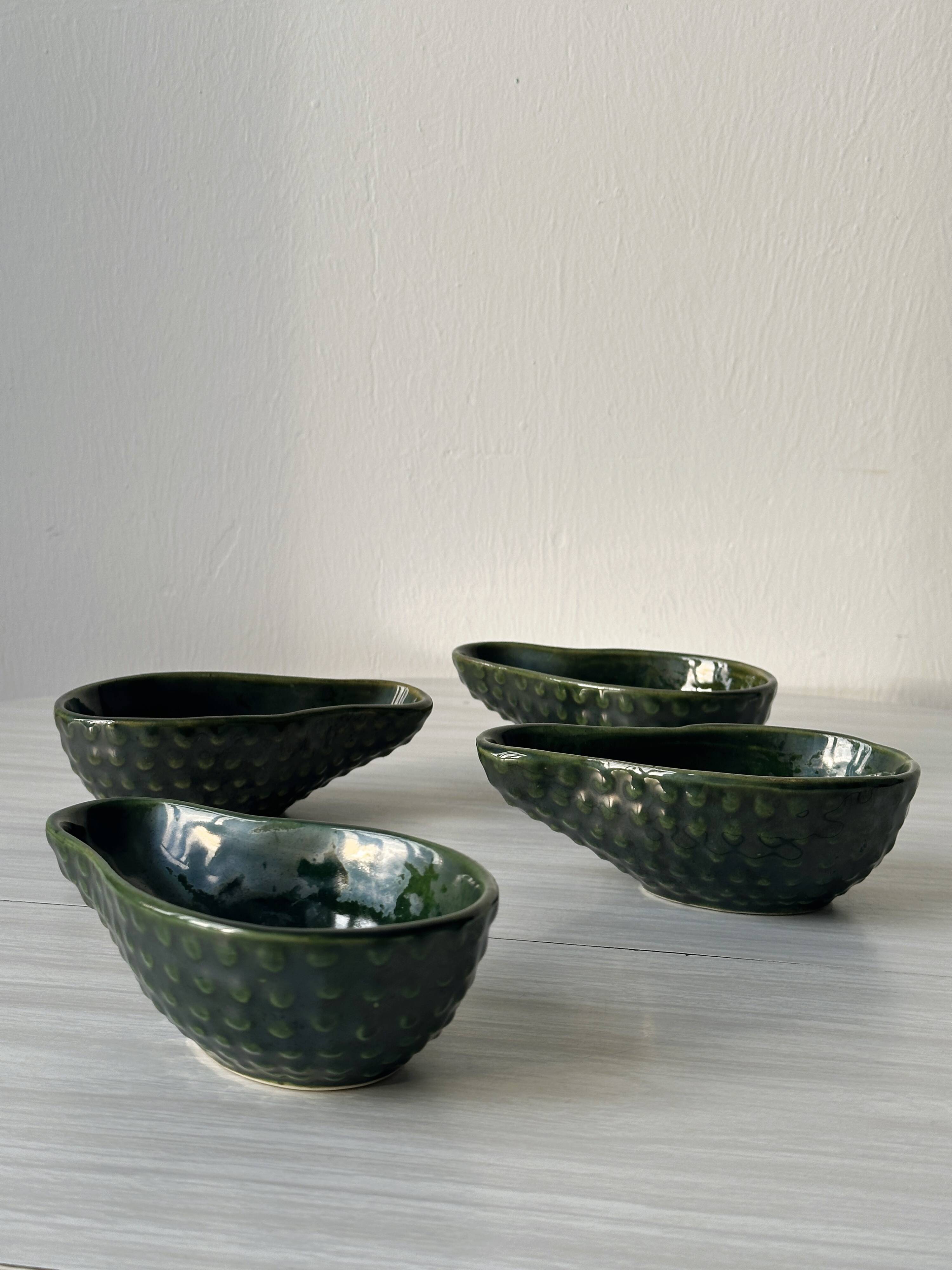 Green ceramic avocado ramekins