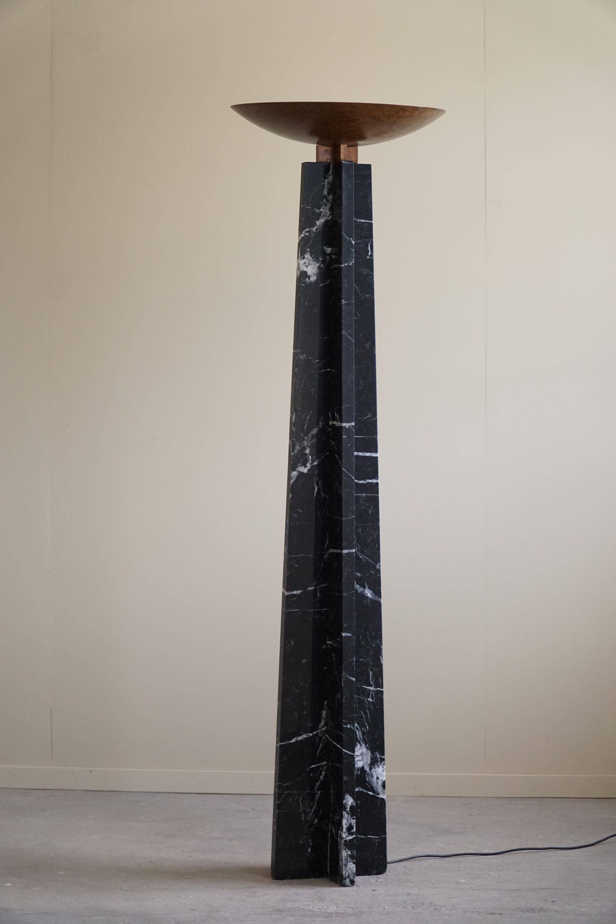 Massimo & Lella Vignelli, floor lamp in copper and marble, Wagneriana, Italy, 1986
