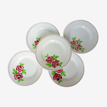 5 assiettes plates modèle Rose Mai