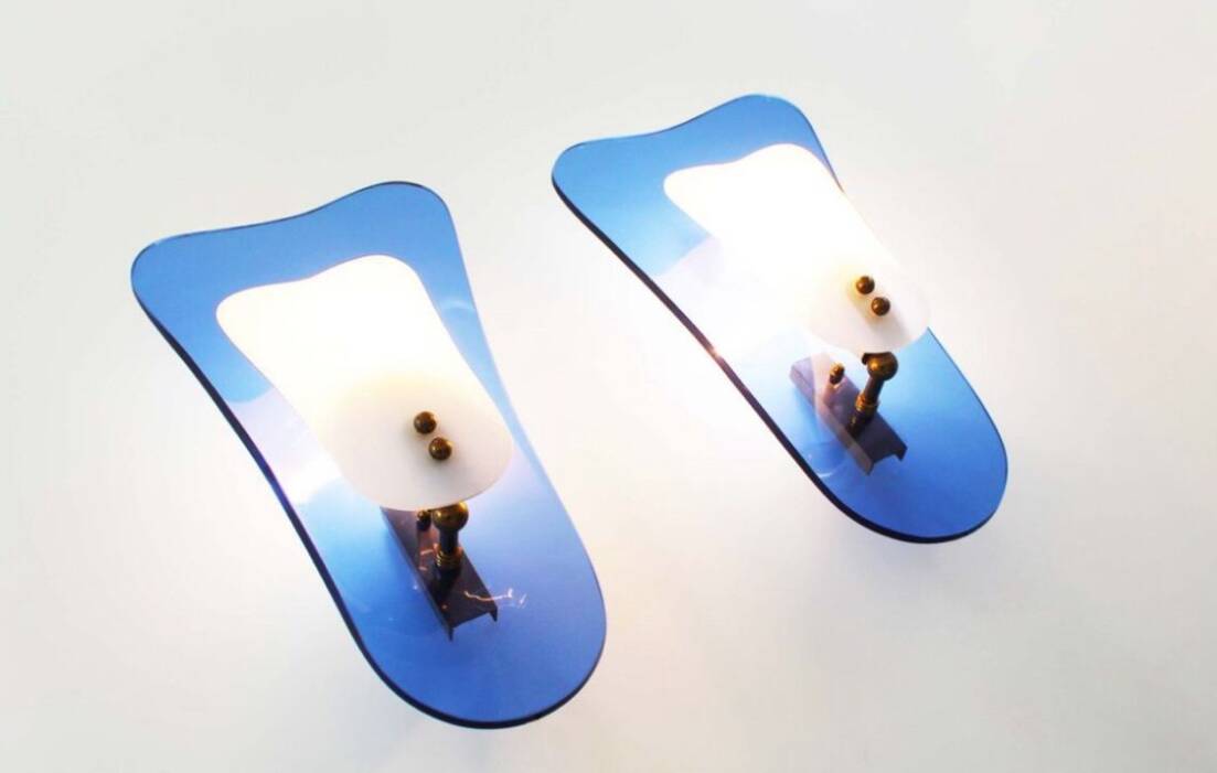 Pair of Italian glass wall lights 1950 by Cristal Arte