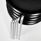 Midcentury set of 6 Dot stools in black by Arne Jacobsen for Fritz Hansen, 1964