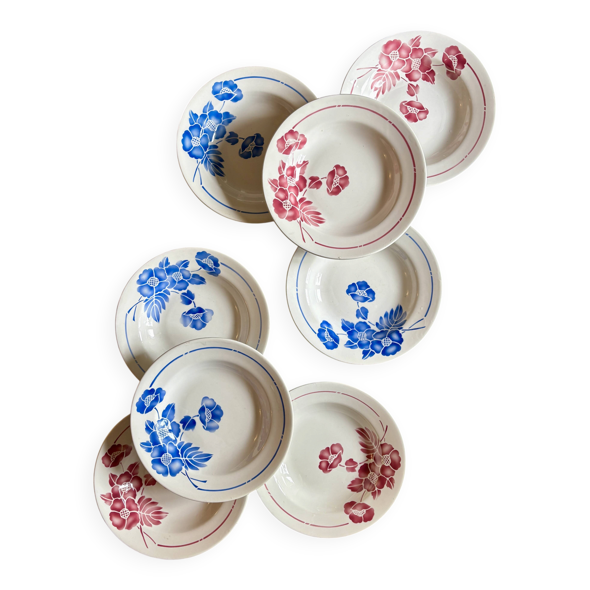 Set of 8 vintage deep plates, Edmond de Saint Amand -
