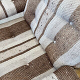 2 vintage 1970s wooden and fabric armchairs