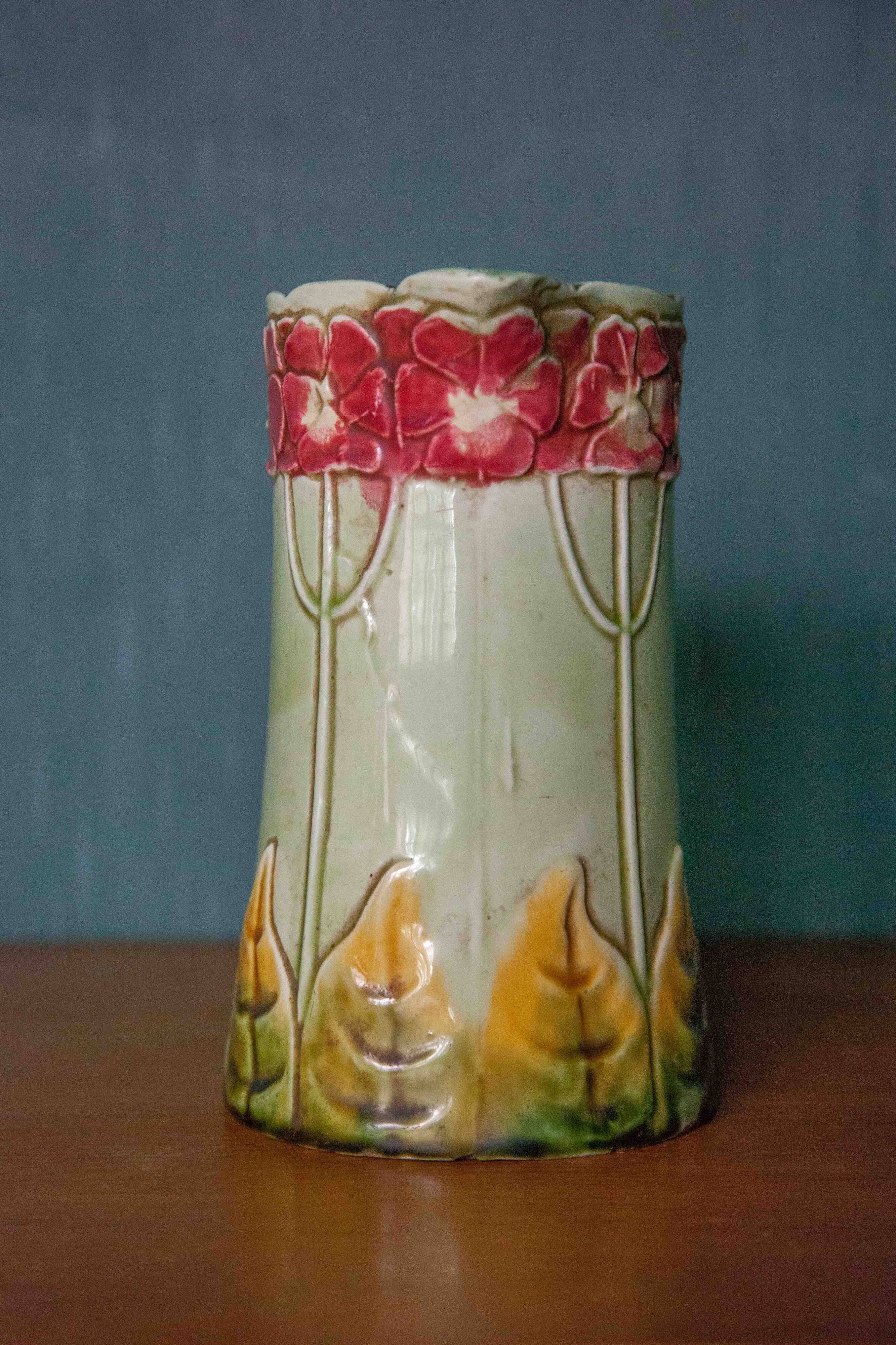 Pichet faience ancienne vintage, pichet Français, Art Nouveau, pichet motifs florales, decor cuisine