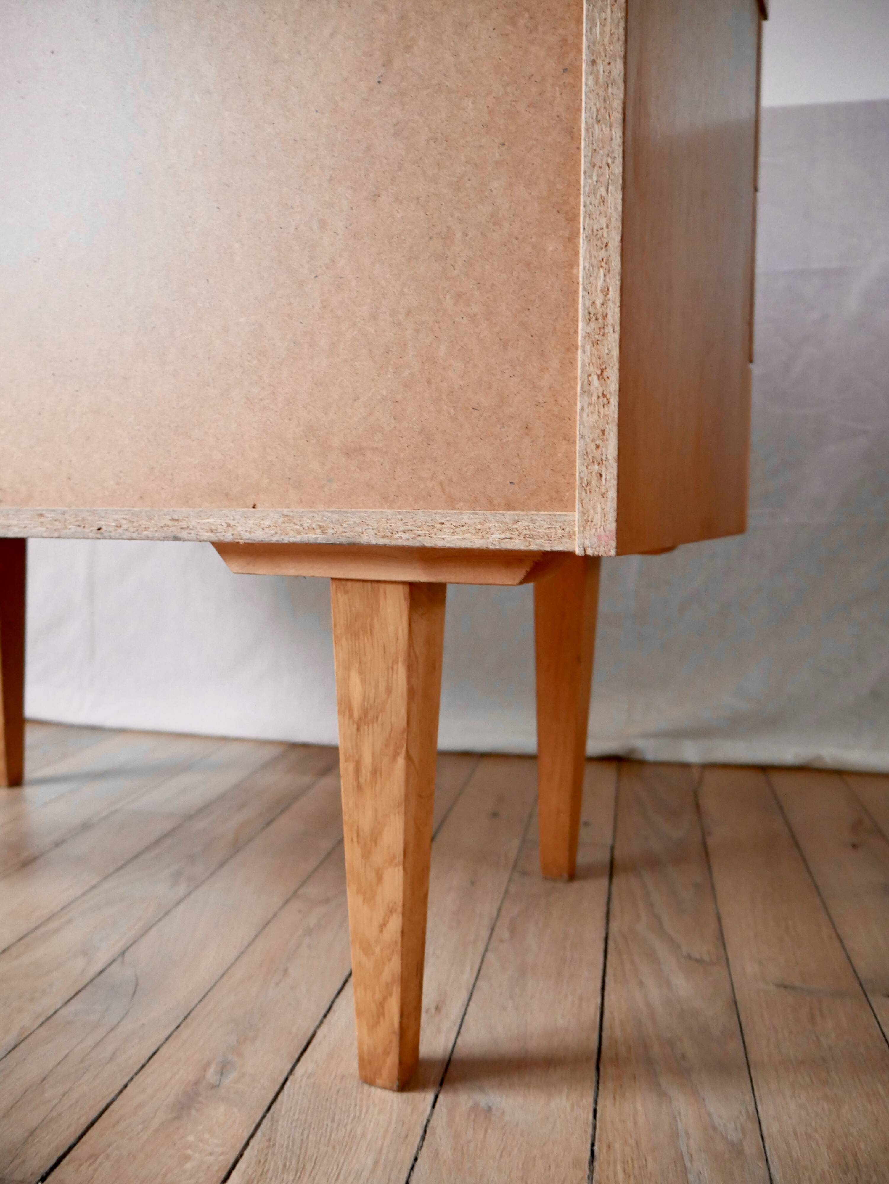 Scandinavian designer chest of drawers in blond oak Mid-Century Circa 1950