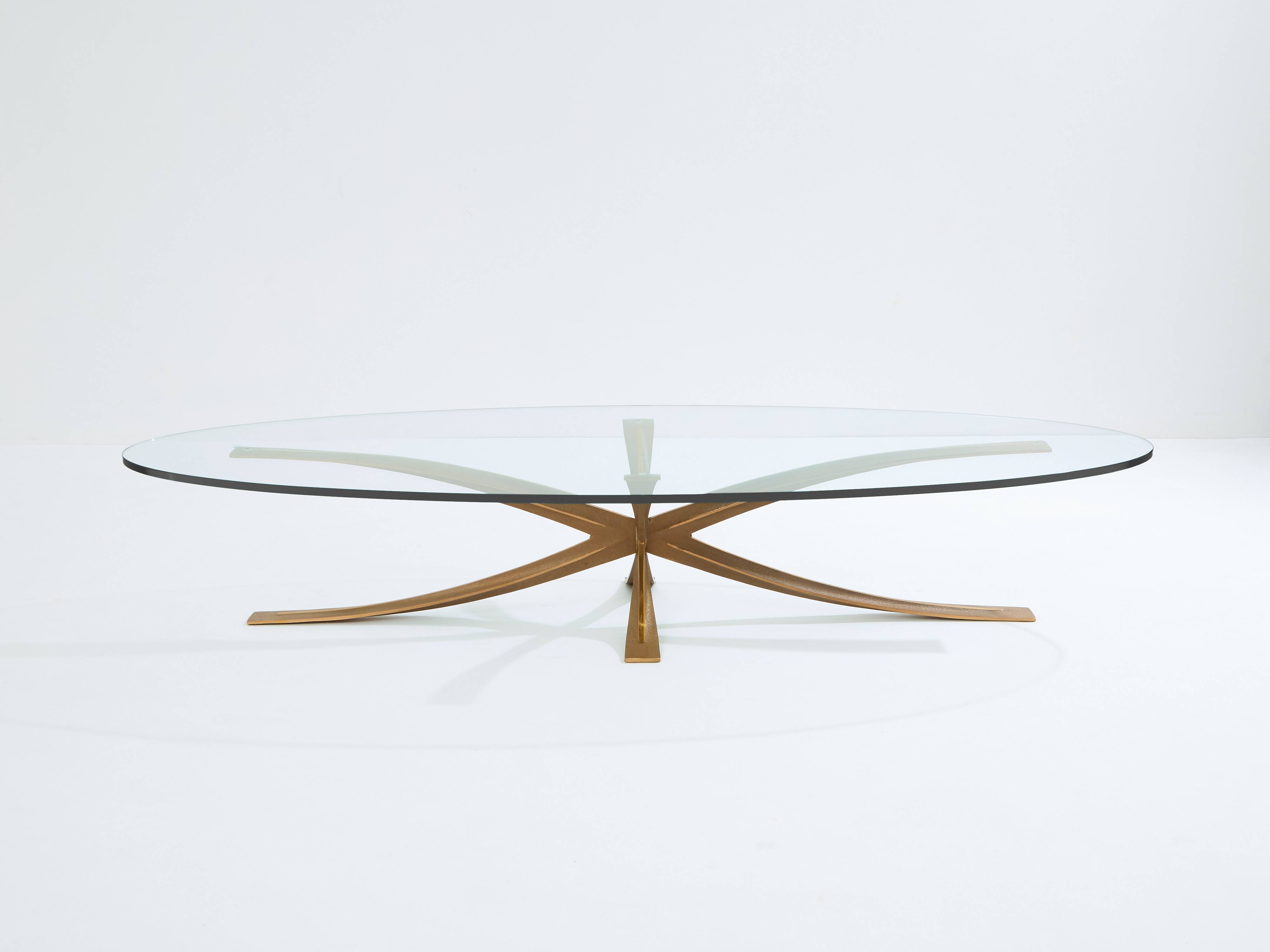 Large bronze coffee table by Michel Mangematin circa 1962