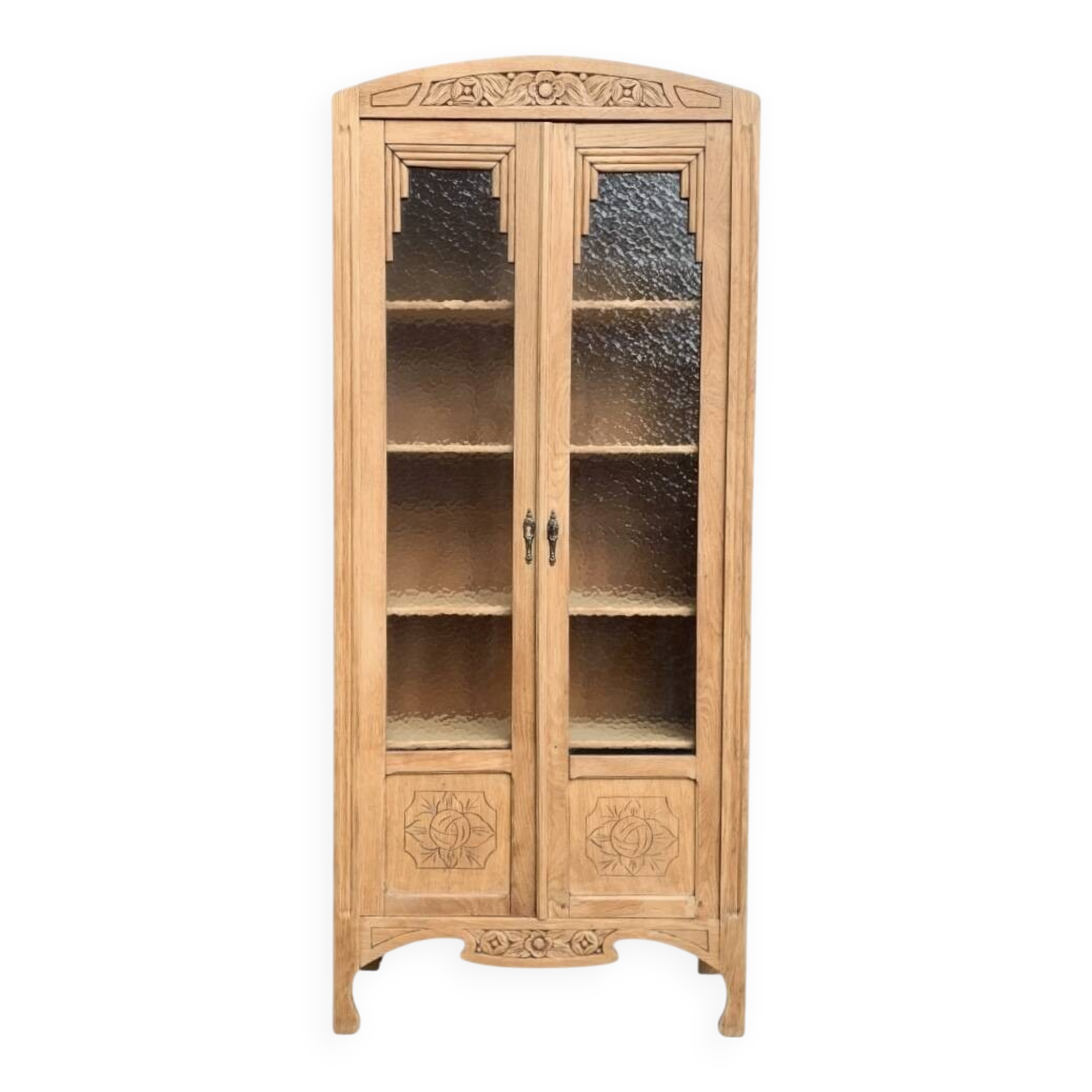 Armoire parisienne vitrée art déco bois brut 1930