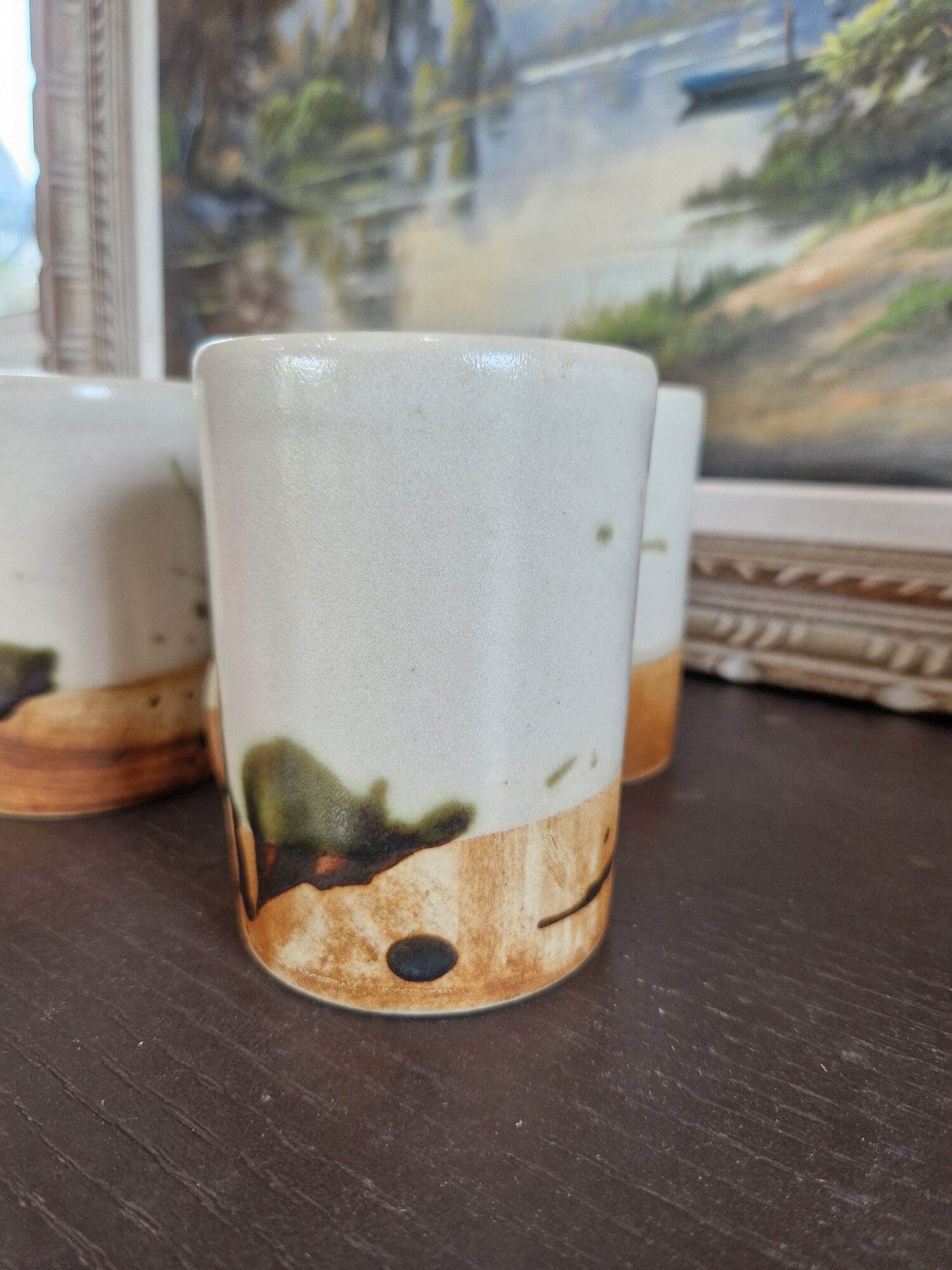 Set of 6 mugs in stoneware workshop of the dove 50s