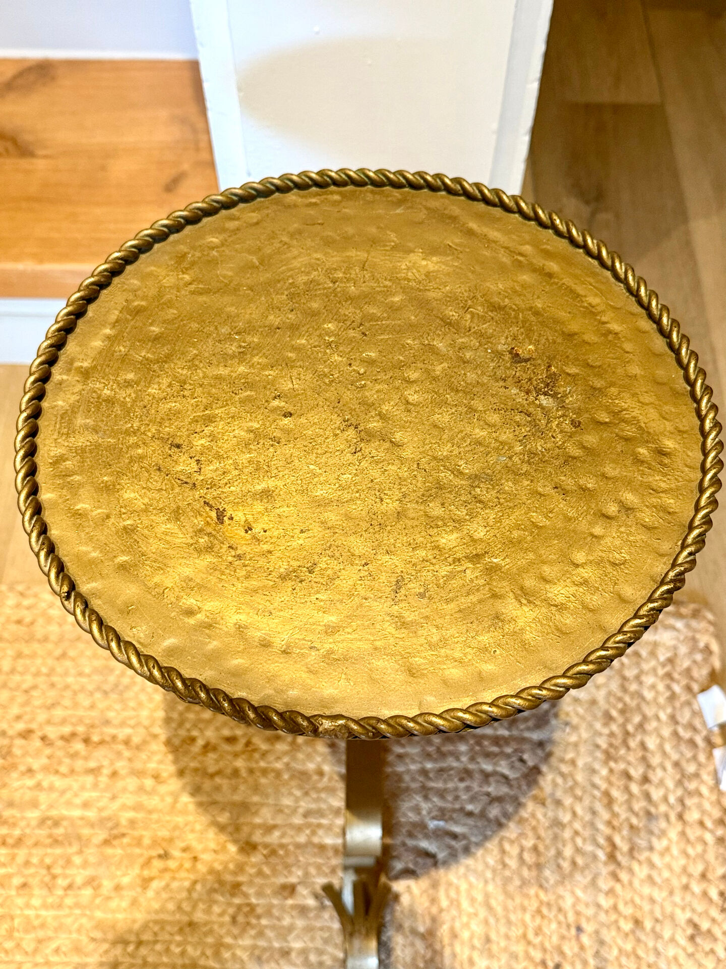 Golden metal side table from the 1960s.