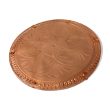 Pink moulded glass dish underside