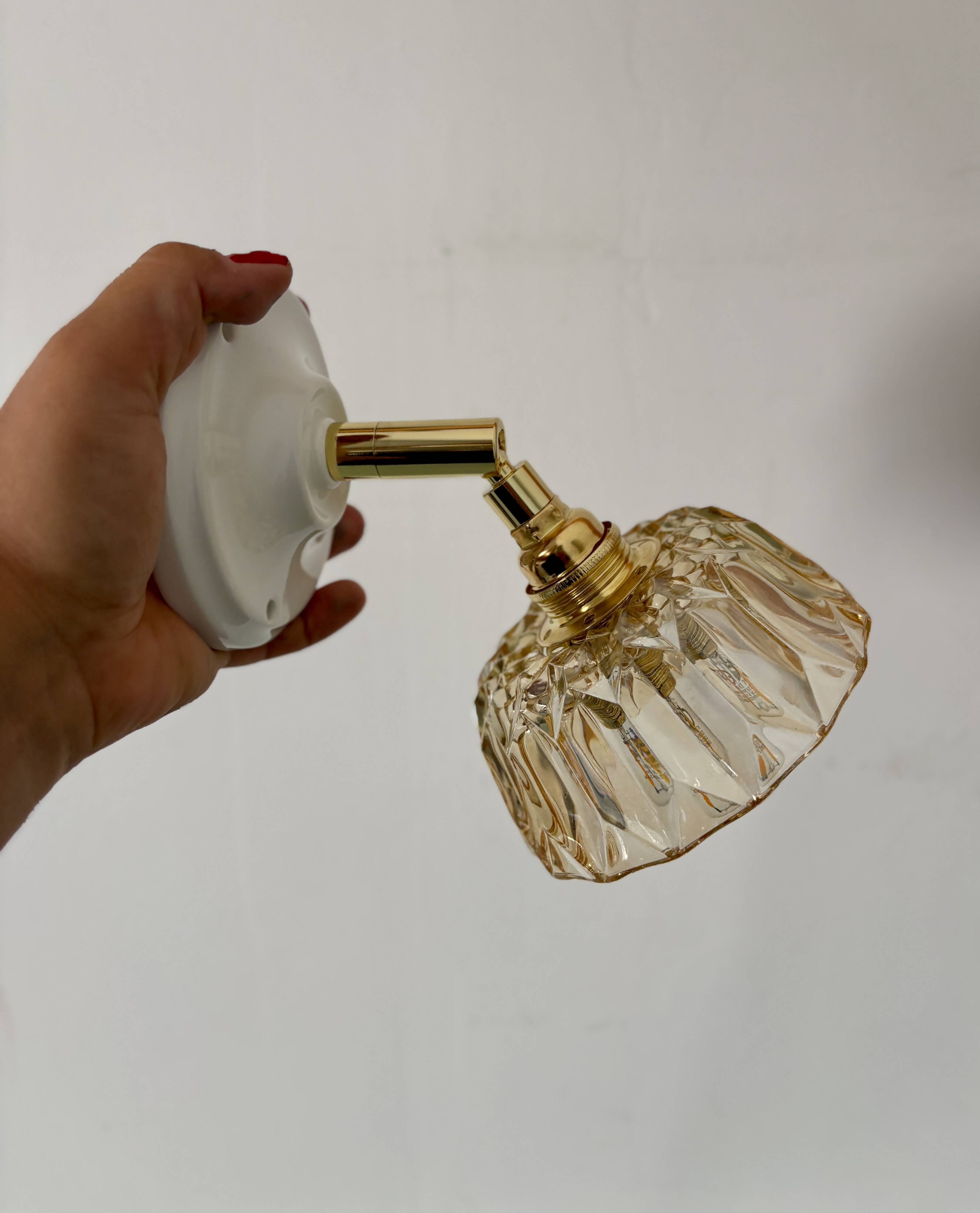 Vintage amber glass lampshade - tableware collection