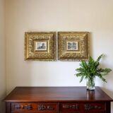 Pair of important English engravings in gilded frames, 19th century