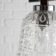 Vintage suspension with 5 chrome and wood lights – textured glass – 1970s