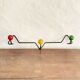 Seventies coat rack/coat hook, green-yellow-red metal and wood