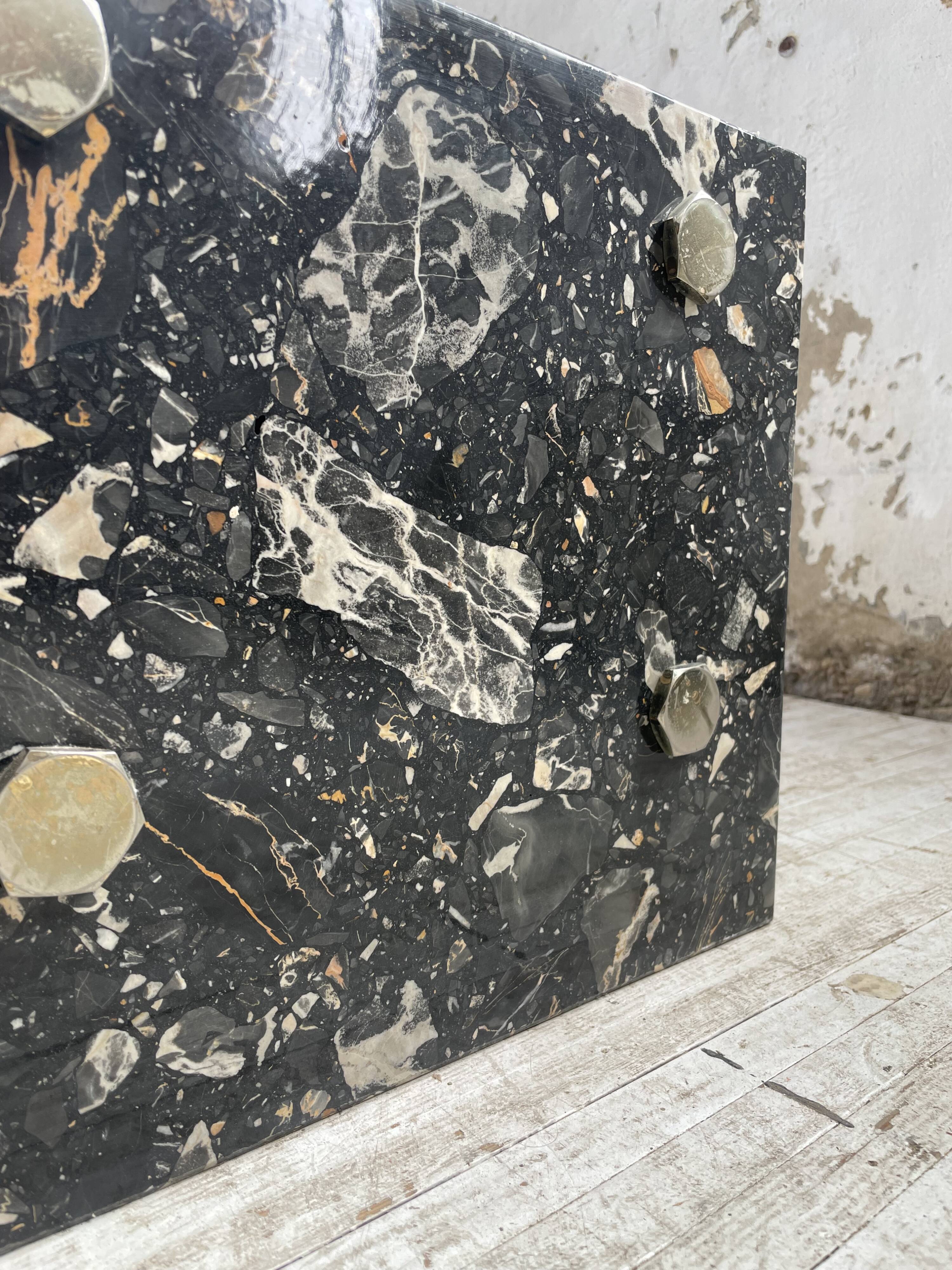 80s Italian marble and glass coffee table