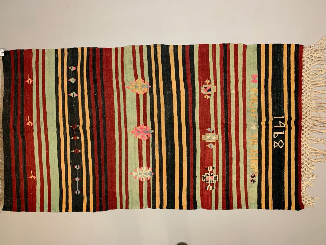 Vintage Turkish Kilim Kelim Rug shabby wool, country home boho 190x100 cm medium