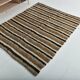 Brown & Beige Striped Turkish Kilim Rug, 133x170Cm