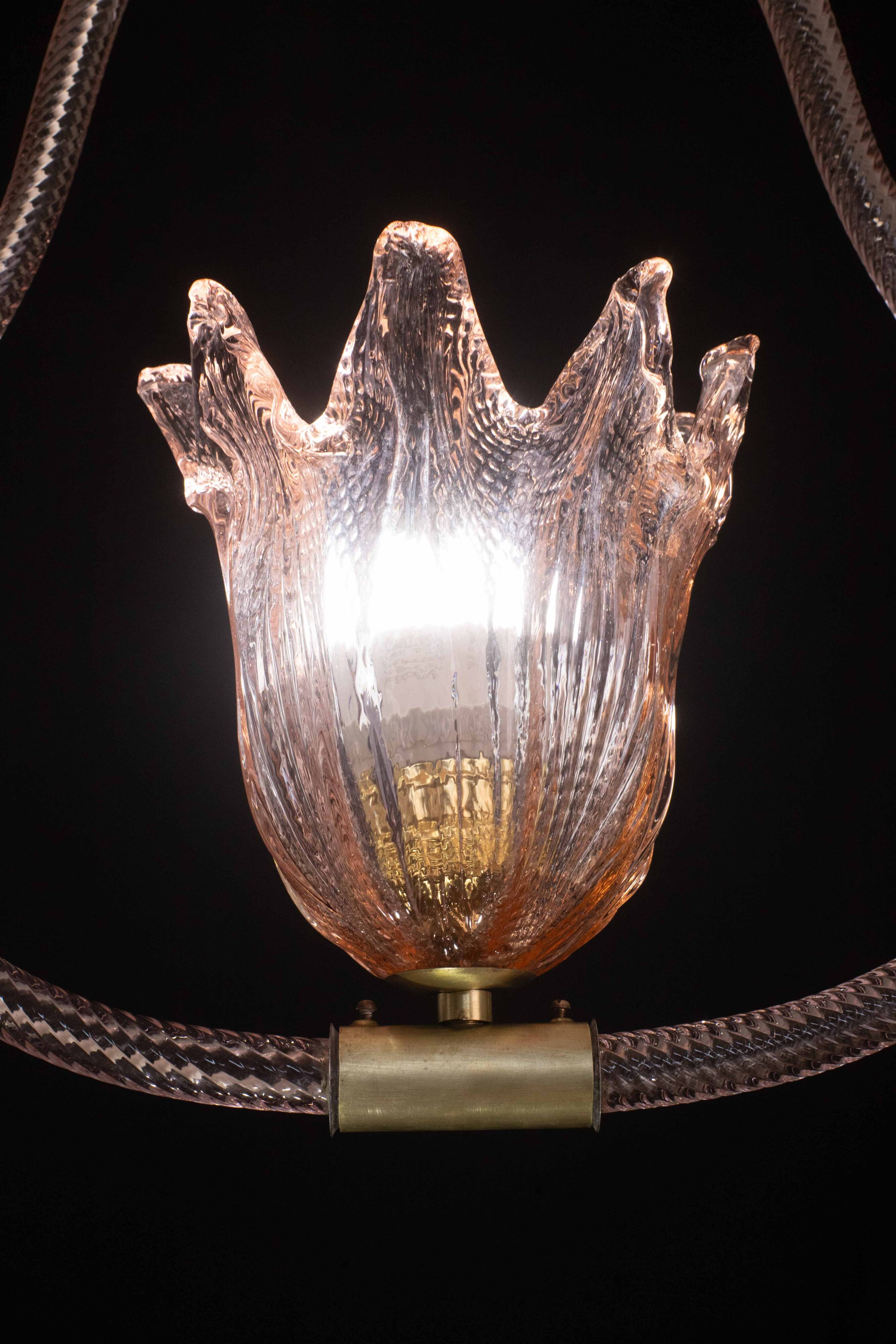 Pink Jewel Murano Glass Chandelier by Barovier e Toso, 1950s