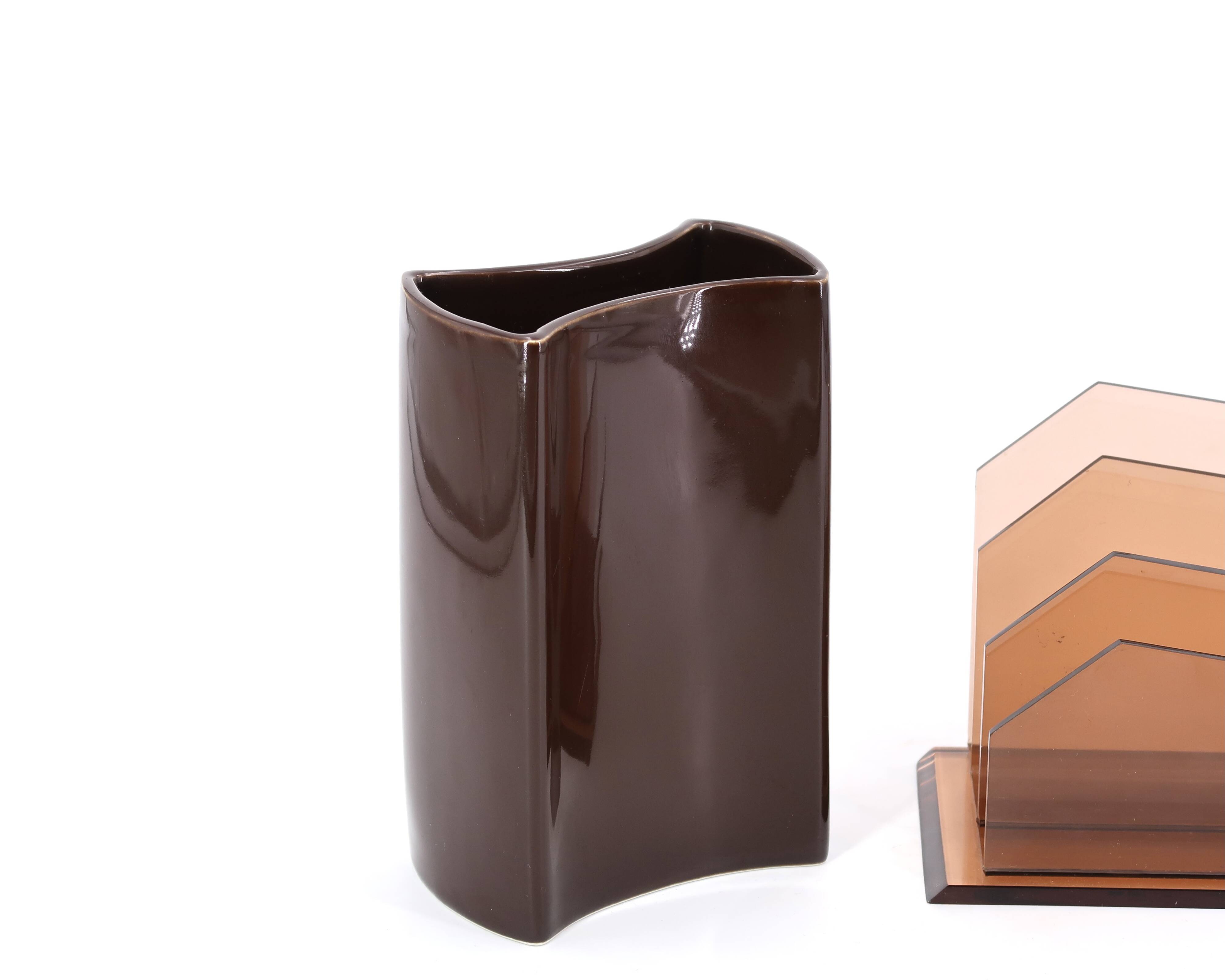 Brown ceramic vase, 1970s