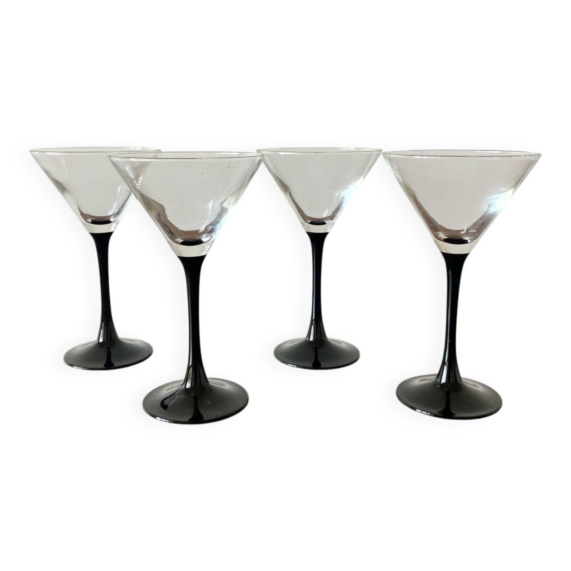 4 black Luminarc martini glasses
