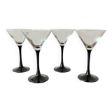 4 black Luminarc martini glasses