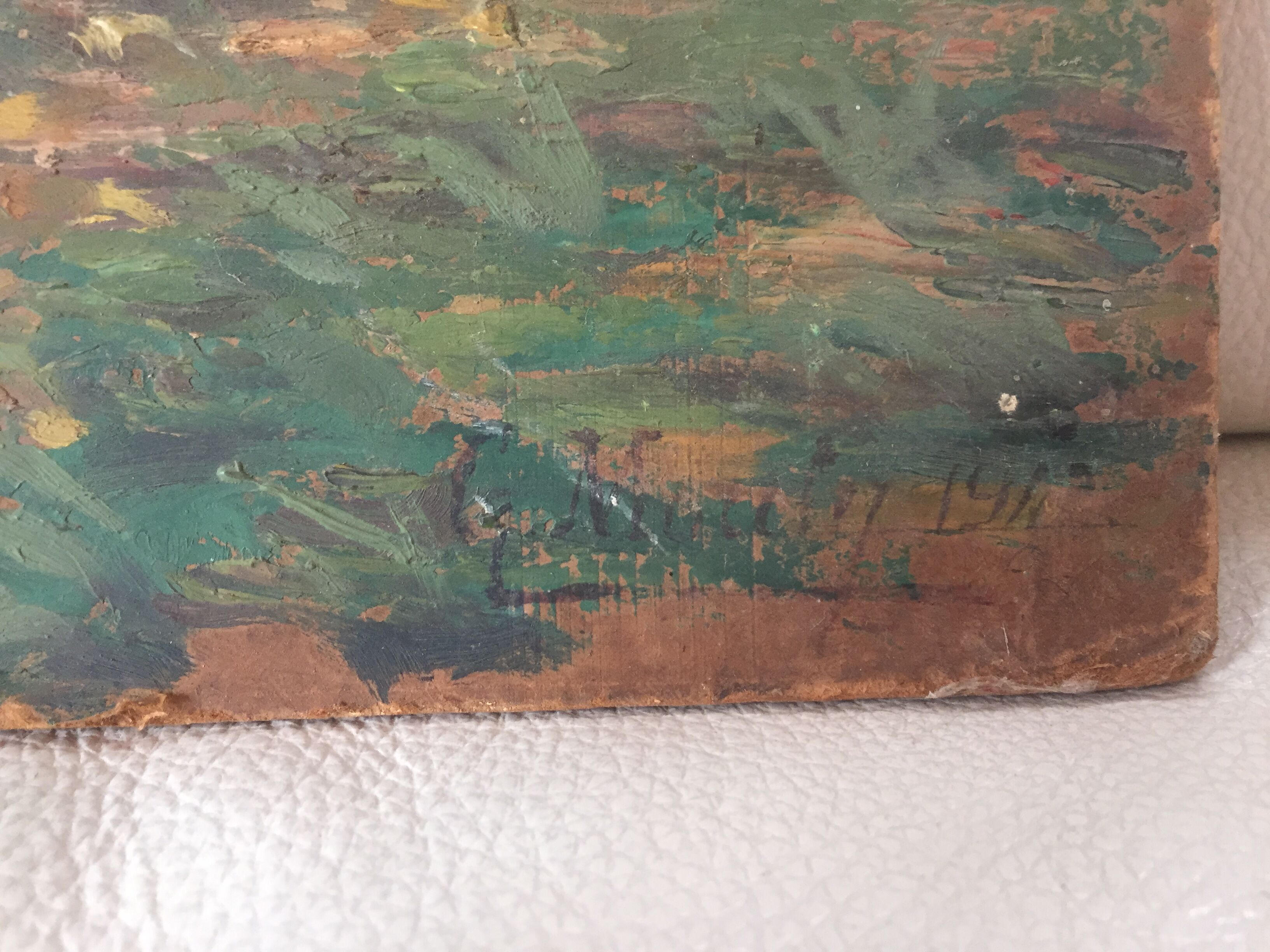 Painting on cardboard by Gustave Mouty (1870-1956) - Moulin de Giverny