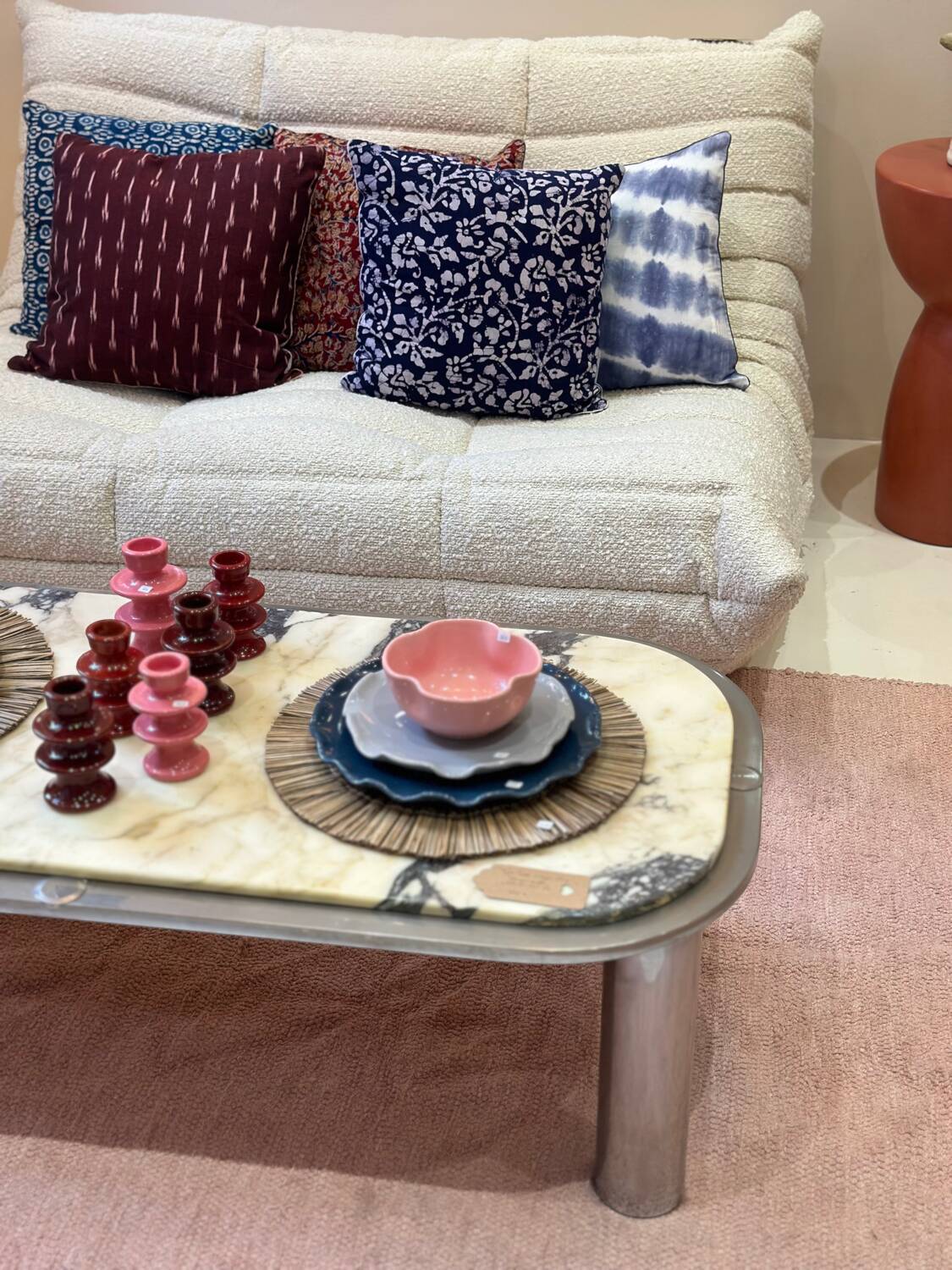 Indian blockprint cushion cover in burgundy red cotton