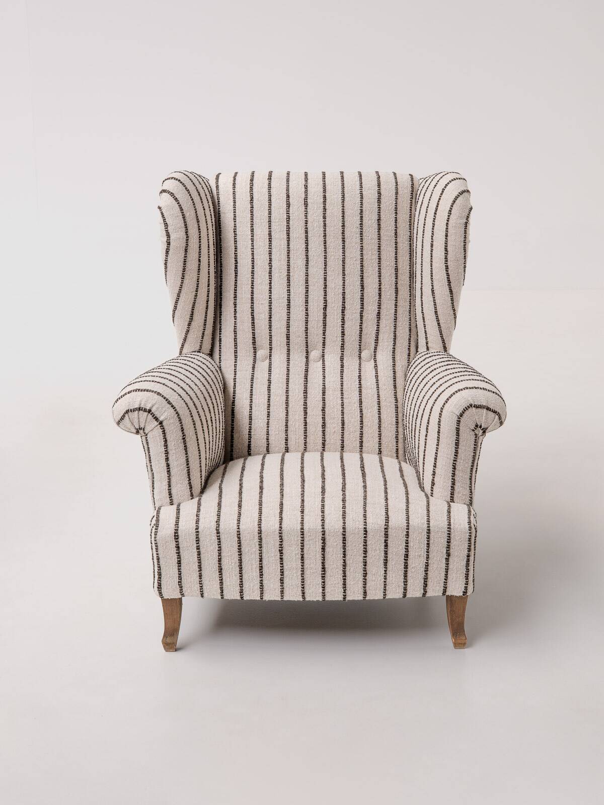 Pair of Striped French Bergère Armchairs, 1970s