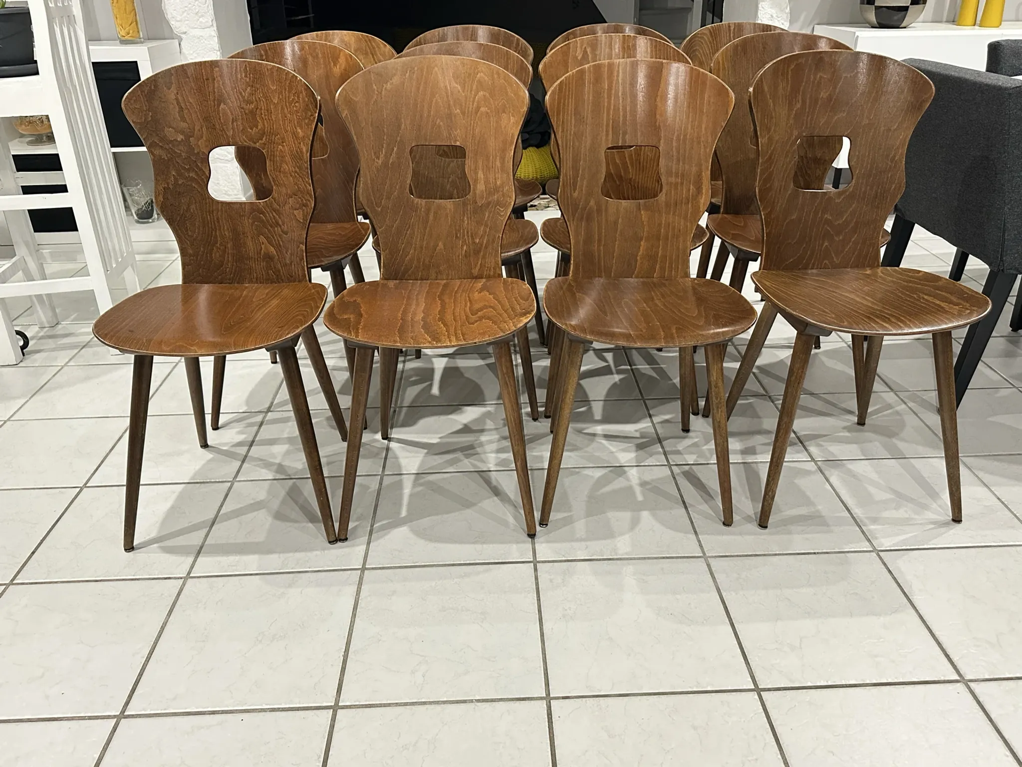 Set of 12 Baumann bistro chairs model Gentiane vintage 1970