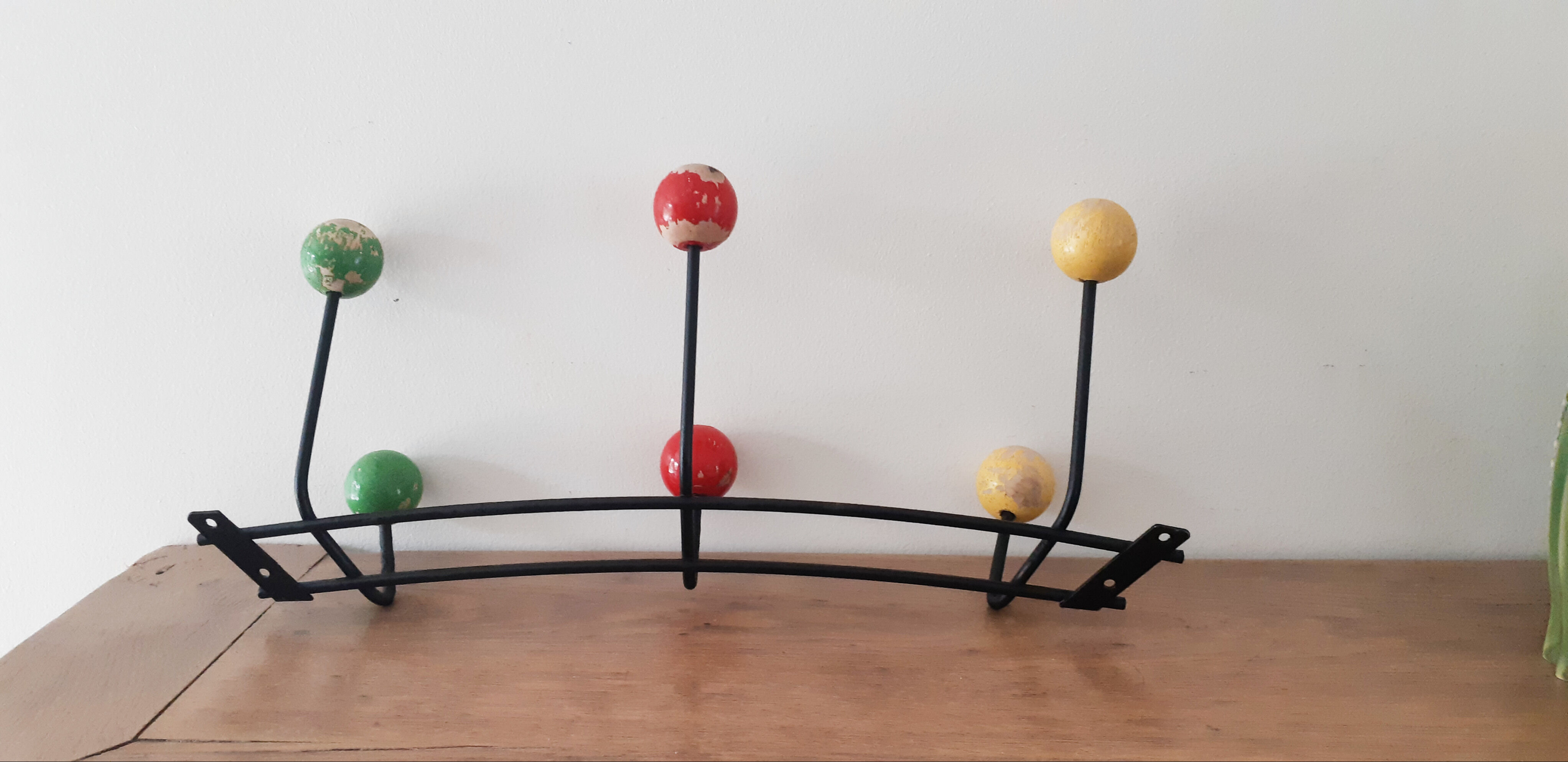 Coat rack, wooden ball hooks