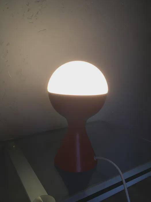 Egon Hillebrand Space Age table lamp, orange base, white shade, 1960s