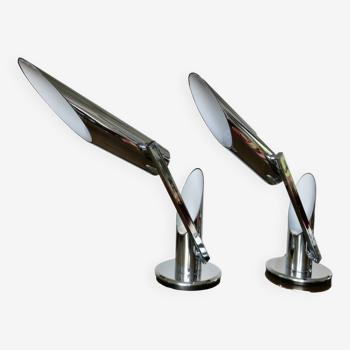 Pair of chrome "Grin Luz" lamps by Luis Pérez de la oliva, Spain, 1973