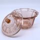 Sugar pot in worked pink glass