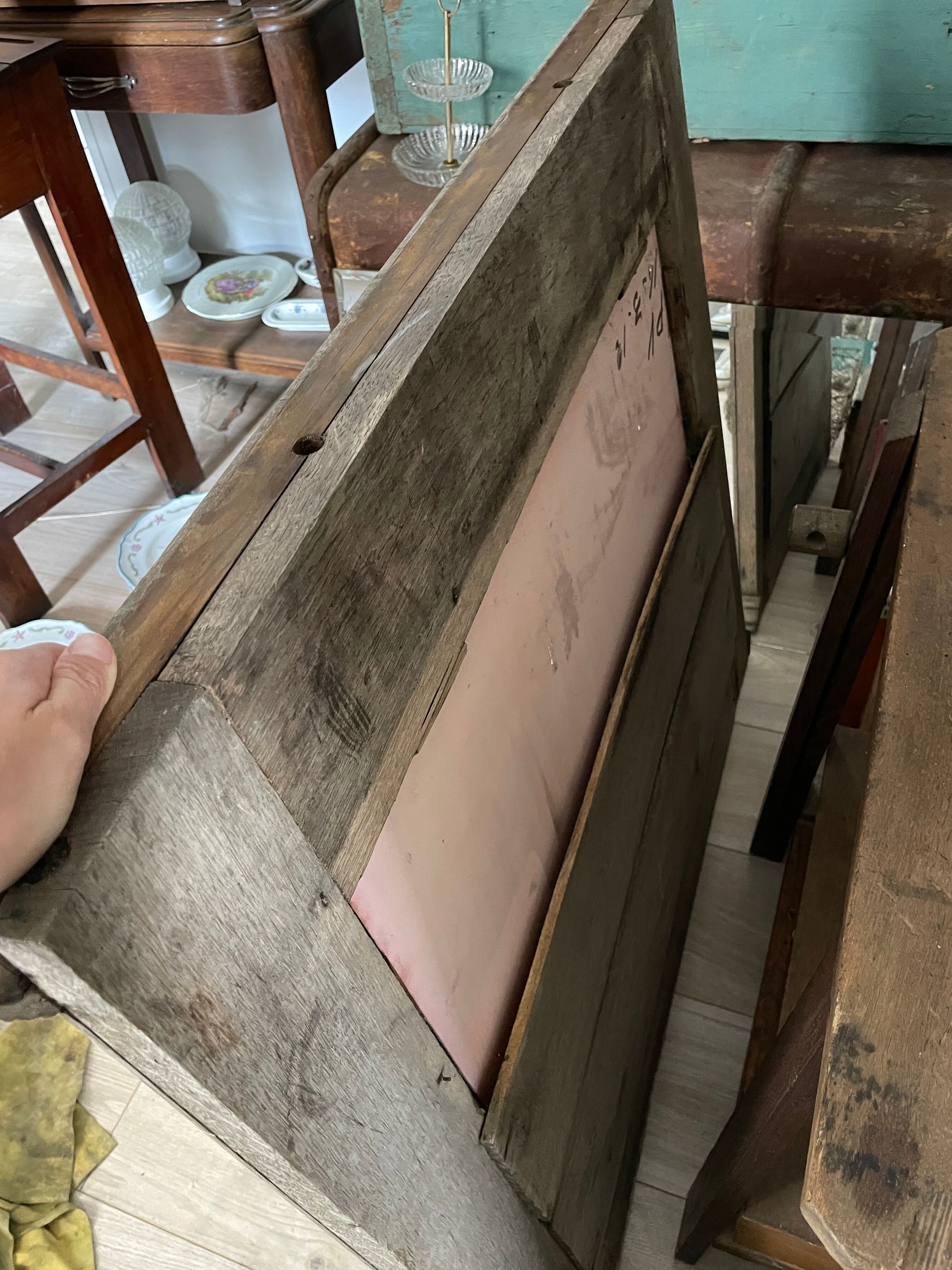 Wooded beveled mirror 85x97cm