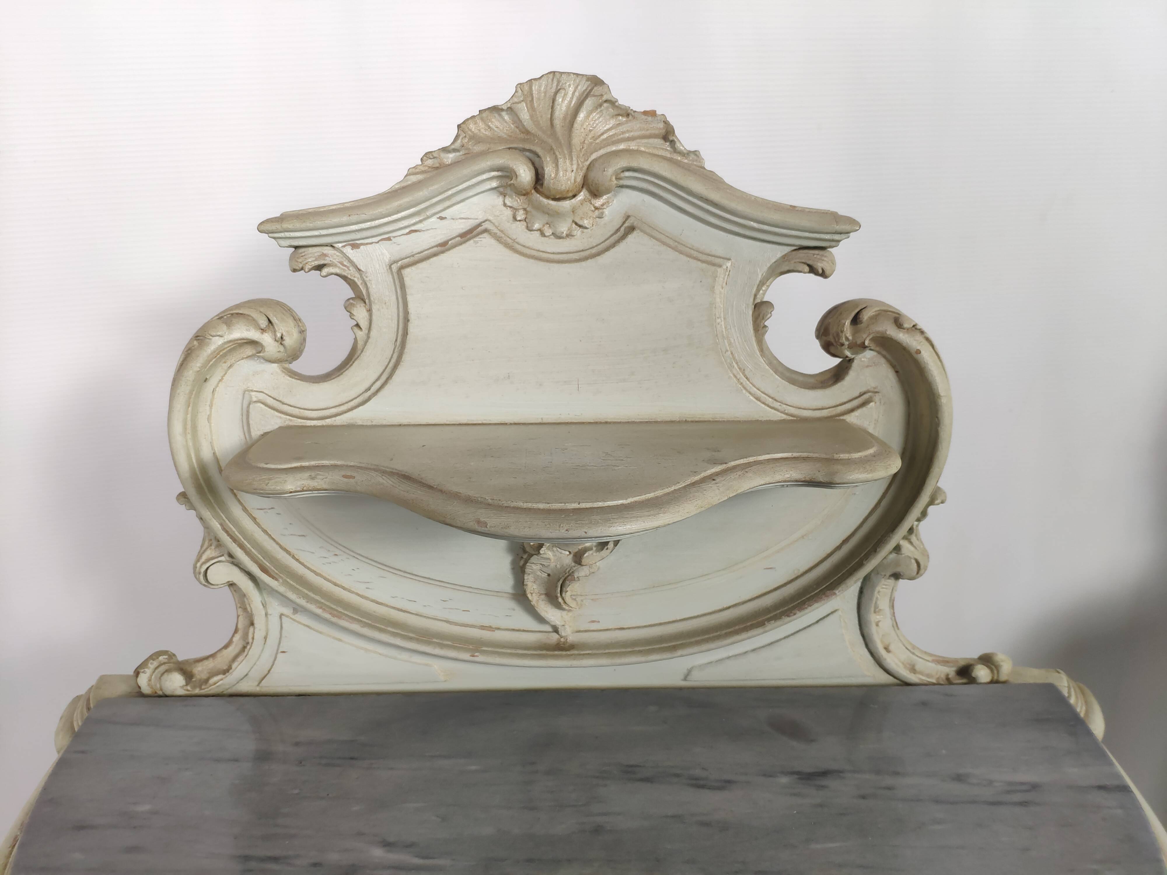 Louis XV white rock bedside pair