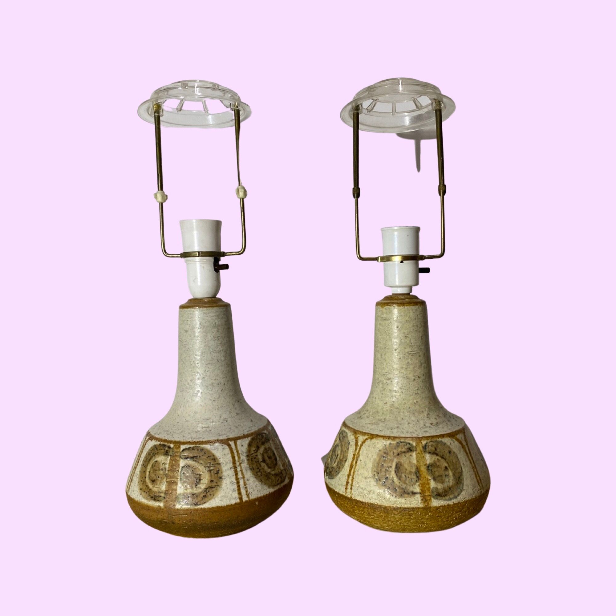 Set of 2 Søholm Table Lamps | Danish SOHOLM Designer Lamps From The Mid Century | Handmade Ceramics